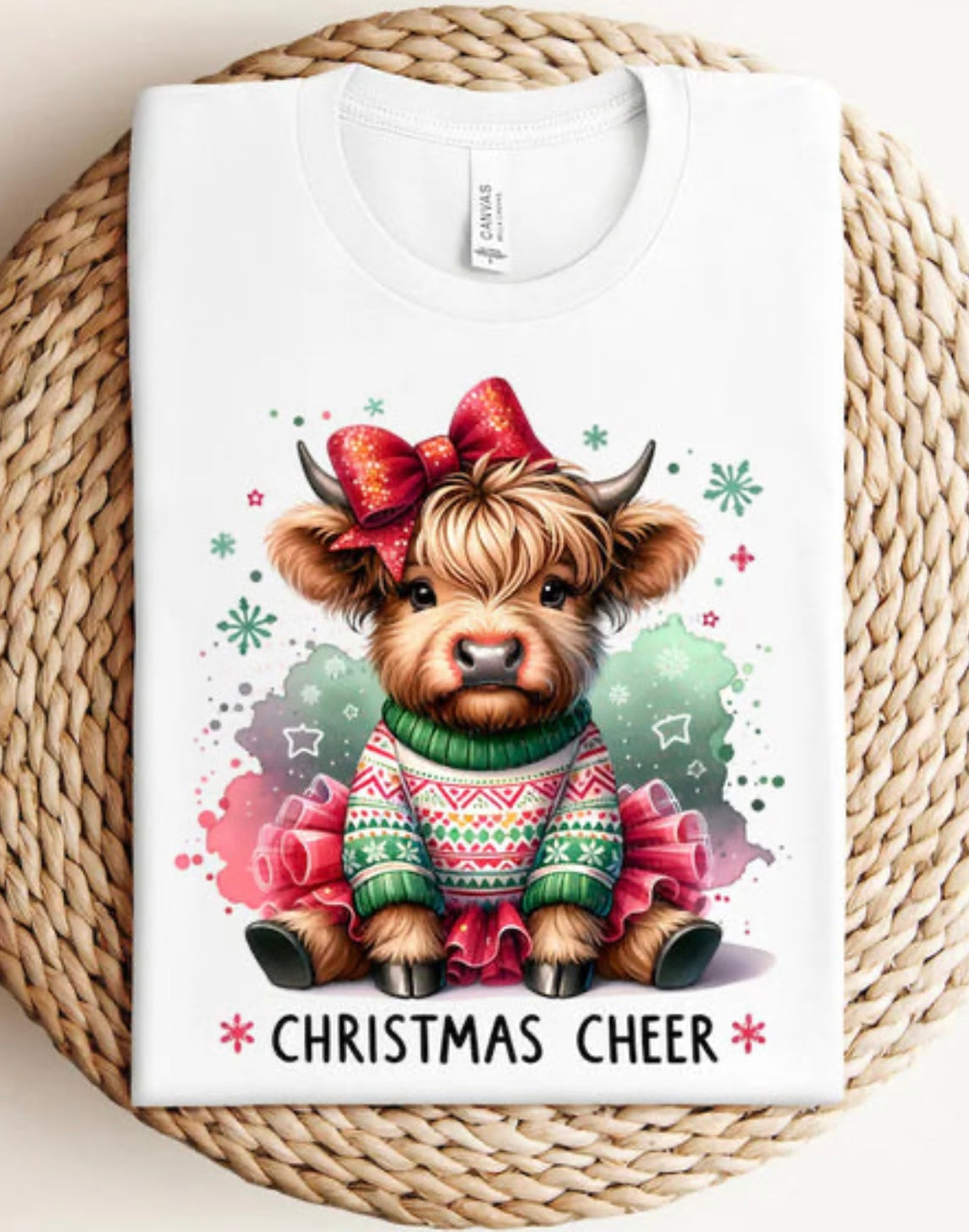 Christmas Cheer Highland Cow T- Shirt