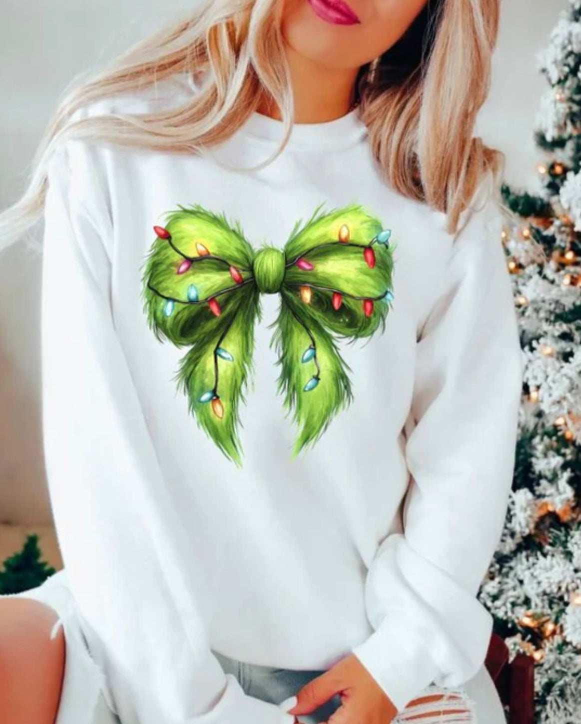 Grinch Christmas Bow Sweatshirt