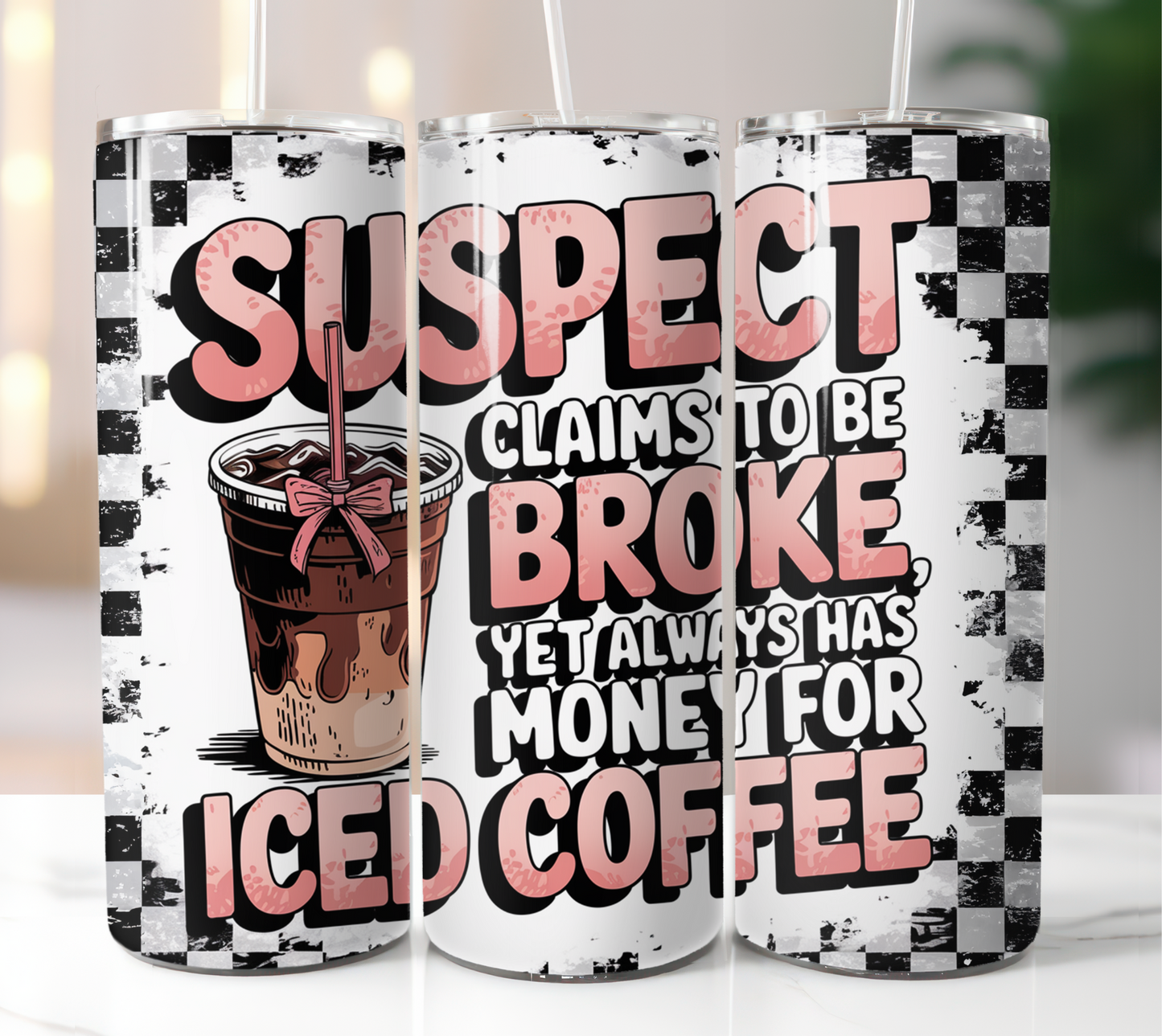 Suspect claims to be broke , yet always has money for iced coffee