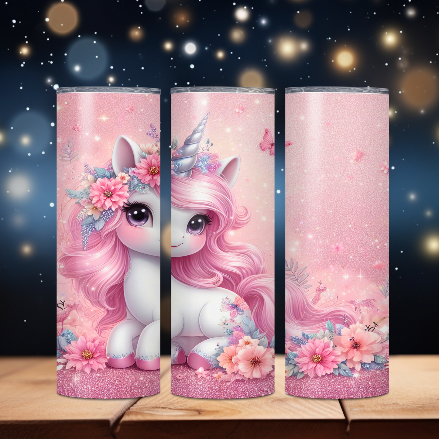 Pink Unicorn 20 Oz Skinny Tumbler