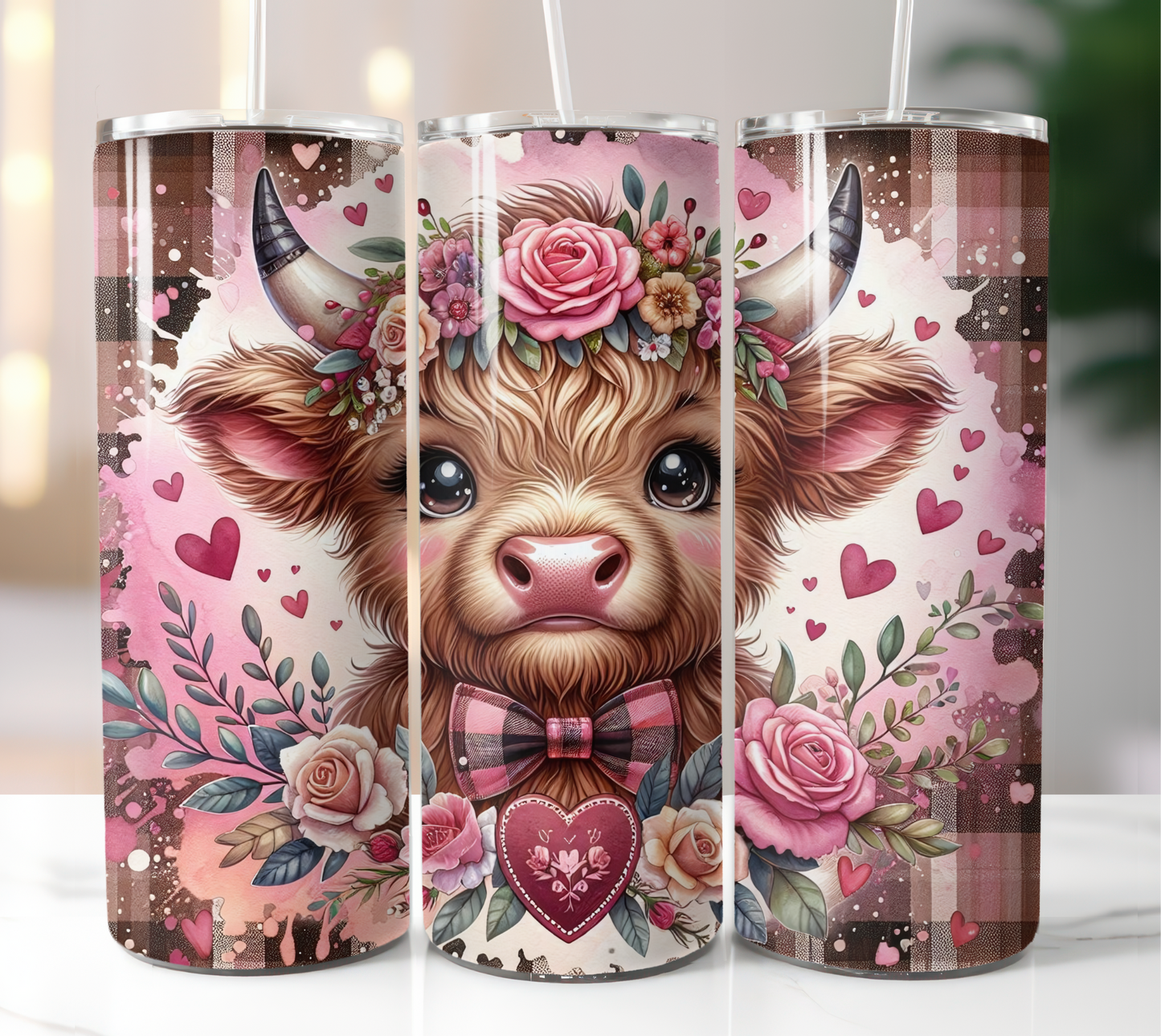 Valentines Highland Cow 20oz Tumbler
