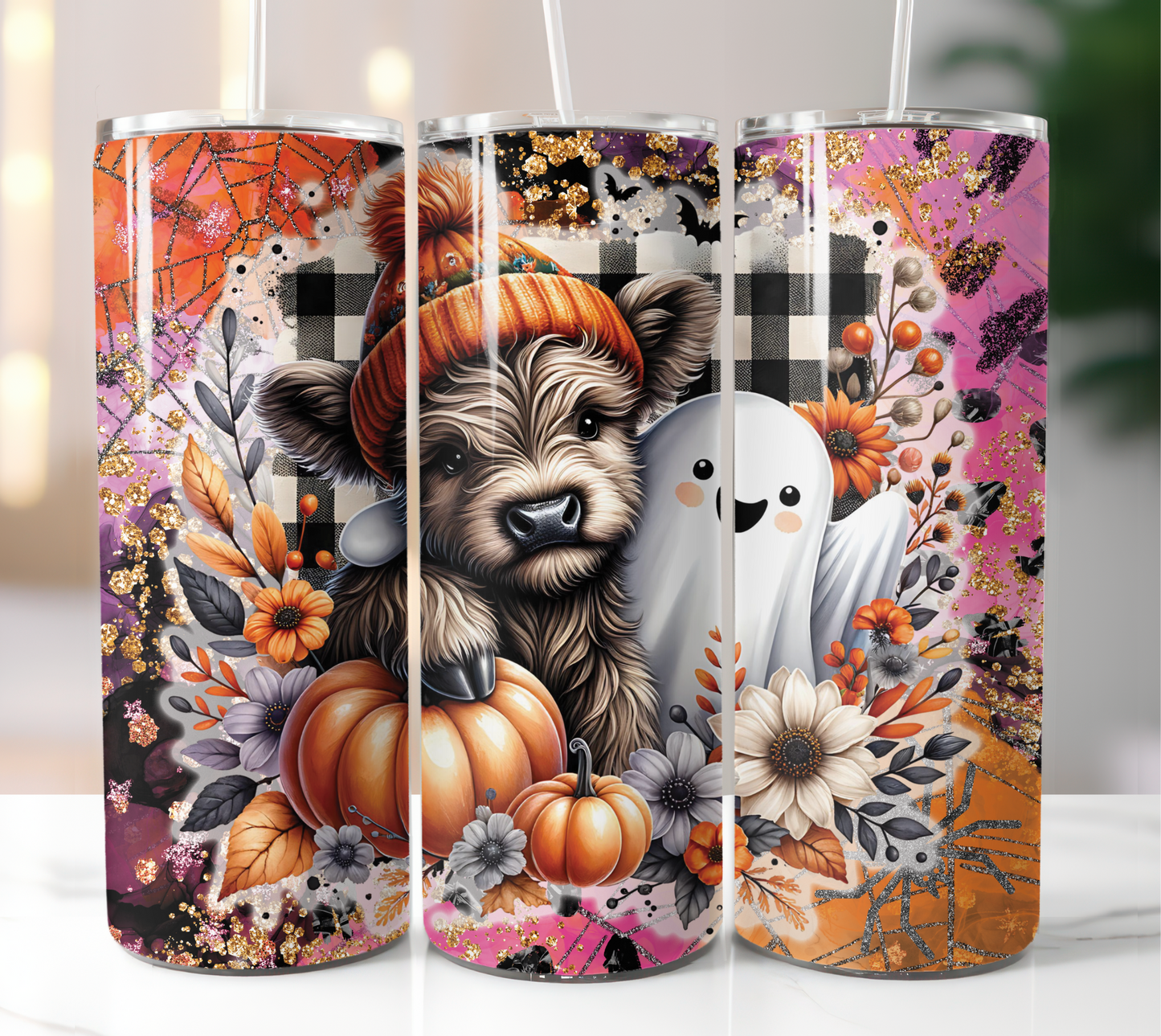 highland cow And Ghost 20 oz tumbler