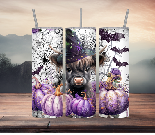 Baby Highland Cow Witch 20 0z Halloween Tumbler