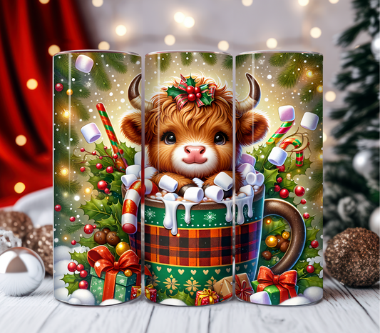 Cute Highland Cow Hot Chocolate 20oz Tumbler