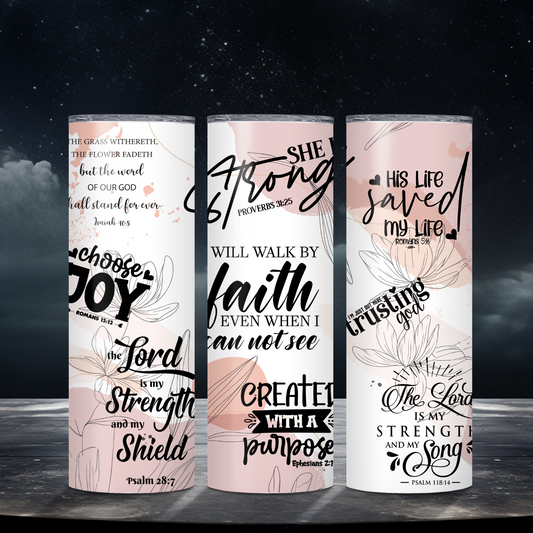 I Will Walk By Faith 20 Oz Skinny Tumbler