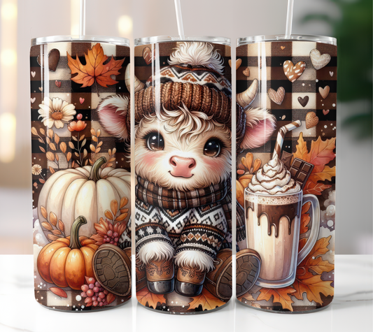 Fall Highland Cow 20oz Tumbler