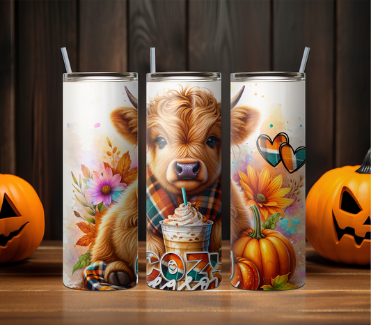 Cute Halloween Highland Cow Cozy Season 20oz Tumbler