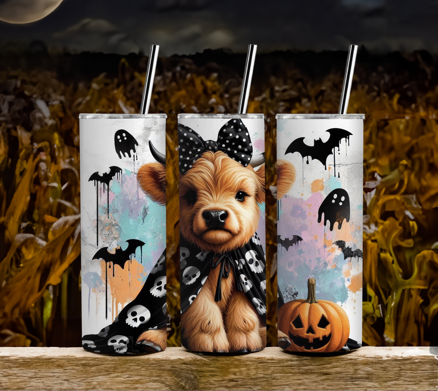 Highland Cow With Bats 20oz Tumbler