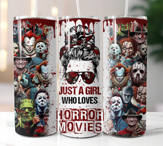 Just A Girl Who Loves Horror Movies 20oz Tumbler