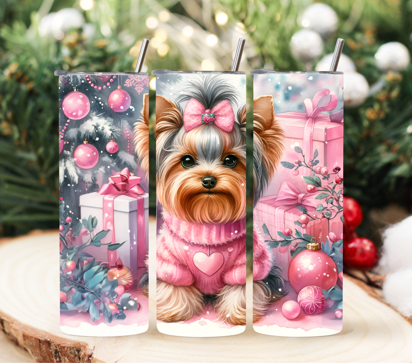 Yorkie Christmas 20oz Tumbler